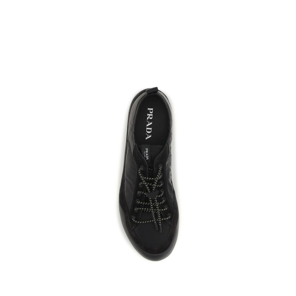Prada Recycled Polyamide and Calf Leather Sneakers in Black