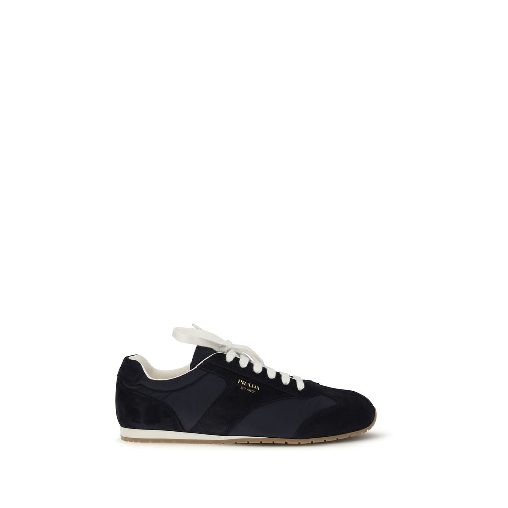Prada Two-Tone Calfskin and Recycled Polyamide Sneakers in Blue