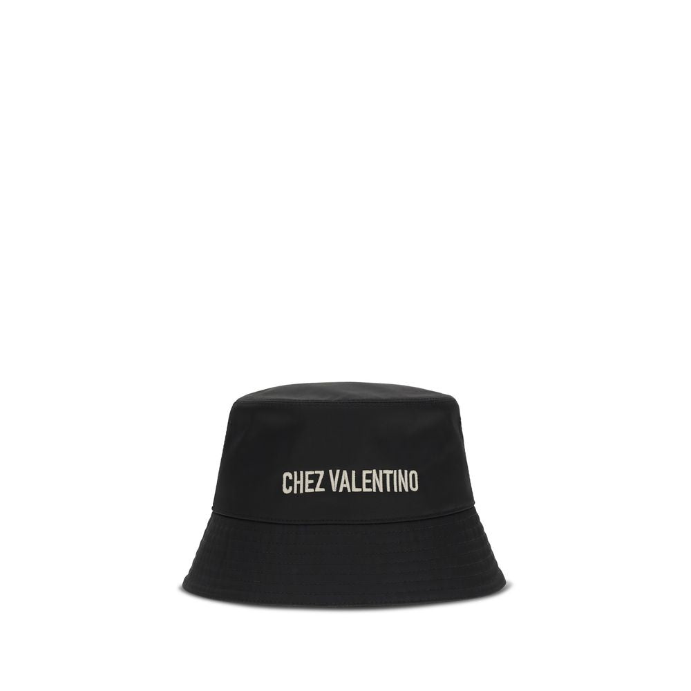 Valentino Garavani Black Cotton Bucket Hat Embroidered mens luxury fashion - Mens Edit