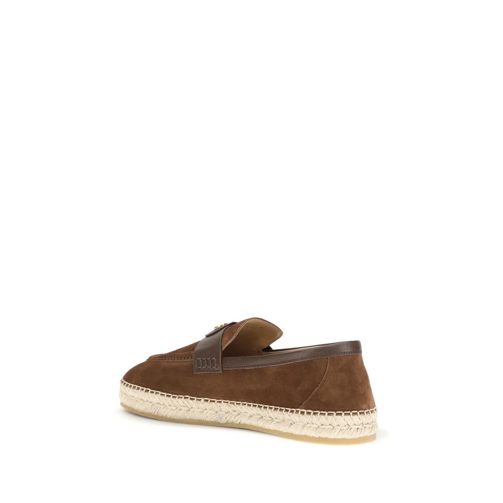 Valentino Garavani Calf Leather Espadrilles in Brown