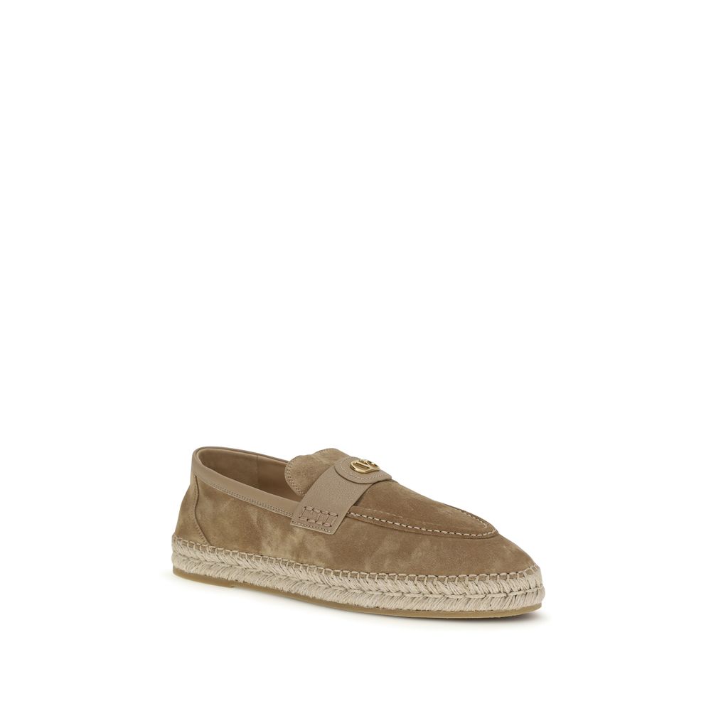 Valentino Garavani Calf Leather Espadrilles in Beige