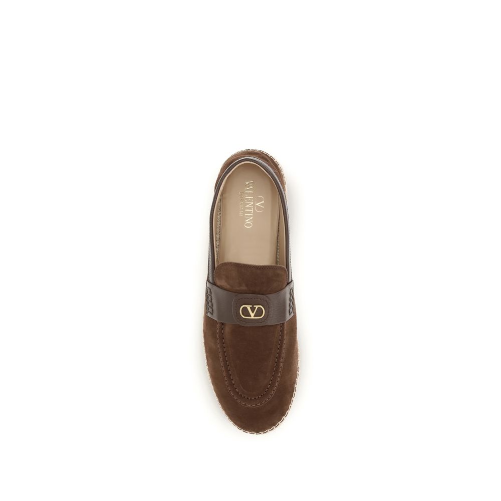 Valentino Garavani Calf Leather Espadrilles in Brown