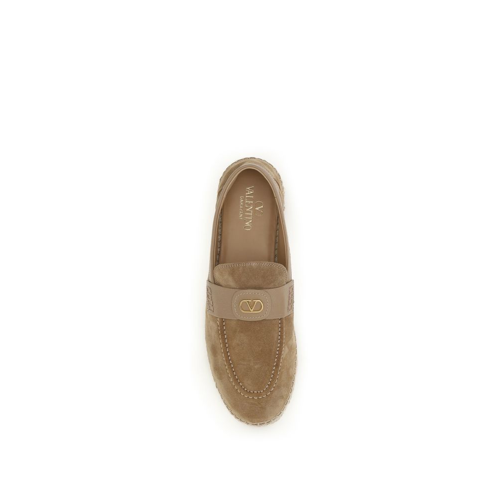 Valentino Garavani Calf Leather Espadrilles in Beige
