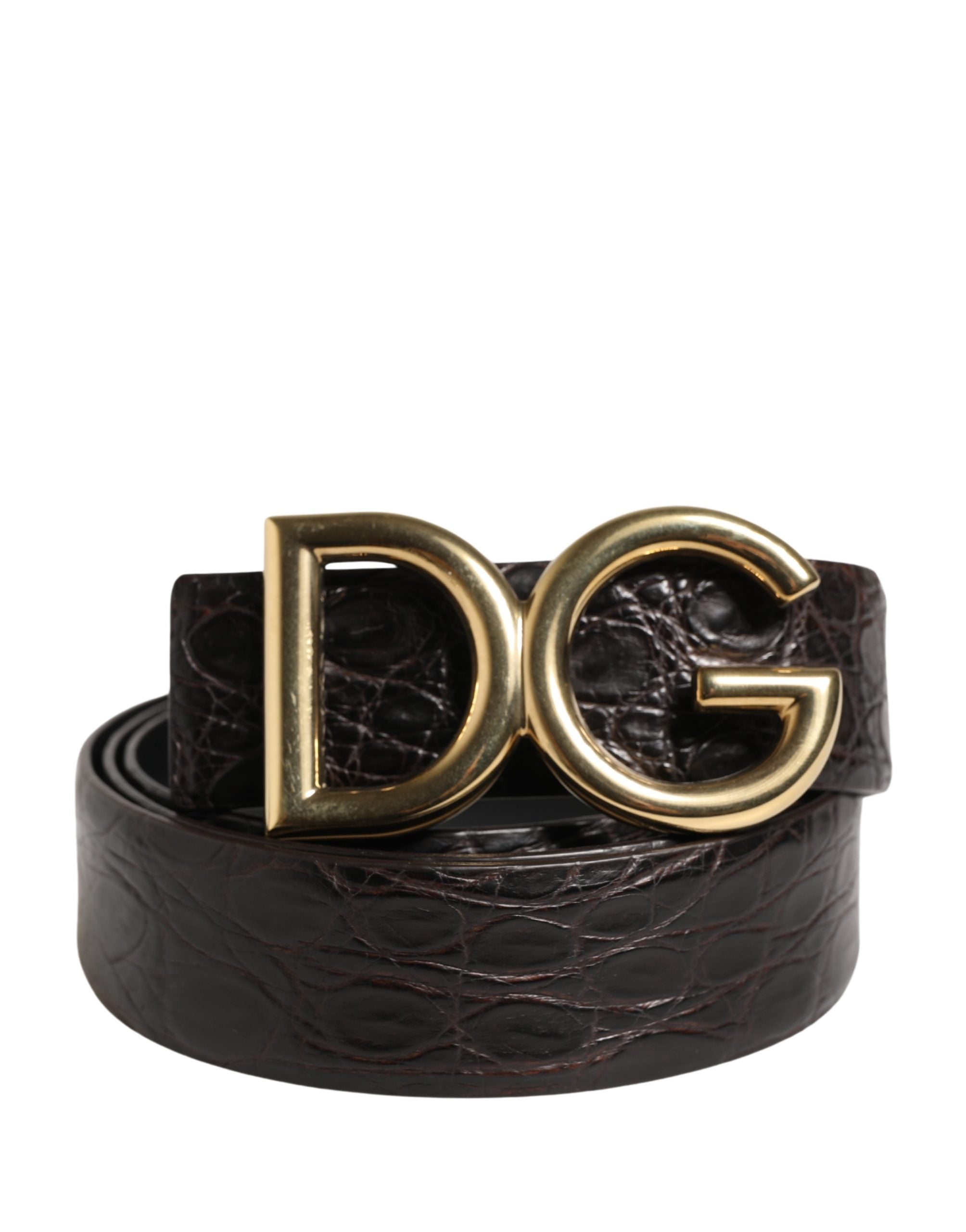 Dolce & Gabbana Caiman Leather Belt in Black