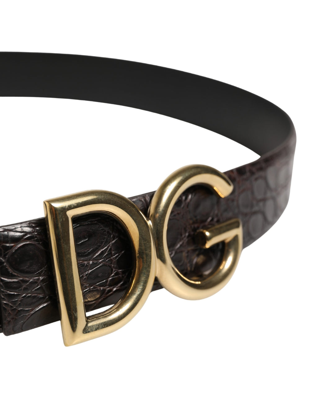 Dolce & Gabbana Caiman Leather Belt in Black