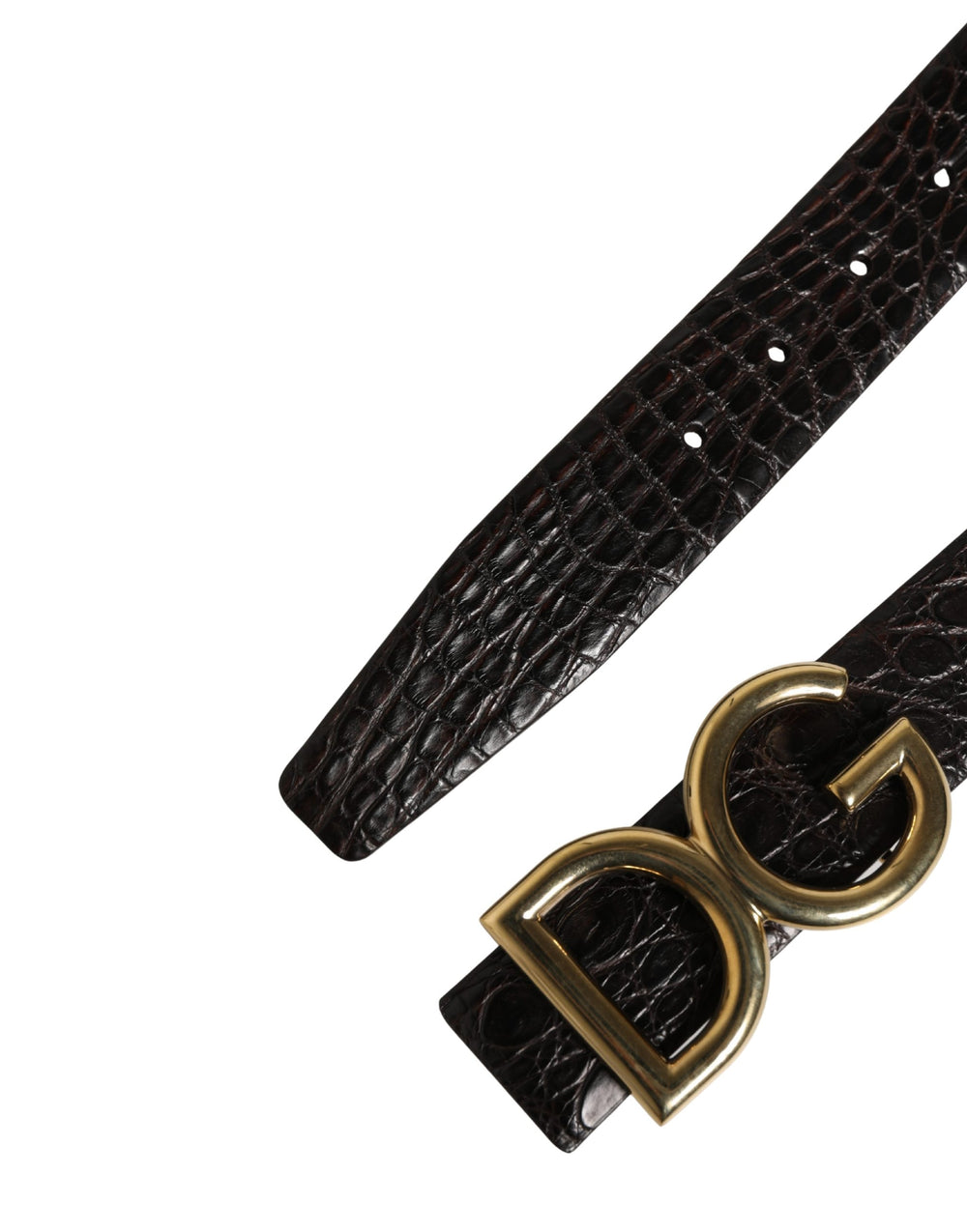 Dolce & Gabbana Caiman Leather Belt in Black
