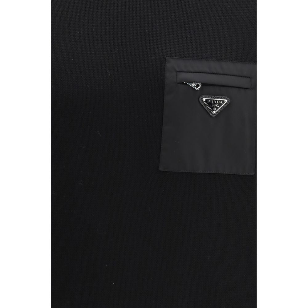 Prada Virgin Wool Crew-Neck Sweatshirt in Black