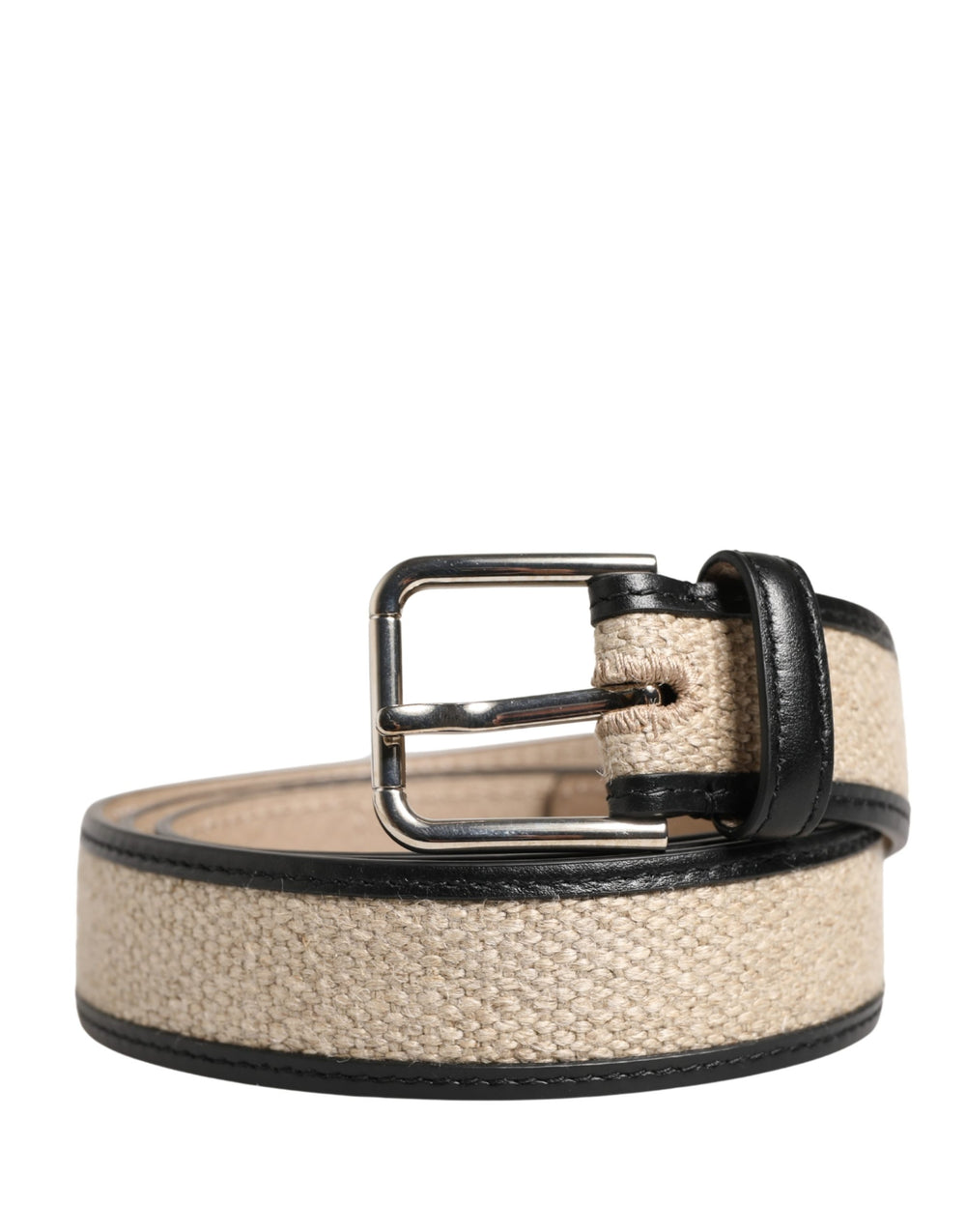 Men Beige Woven Leather Metal Buckle Belt mens luxury fashion - Mens Edit