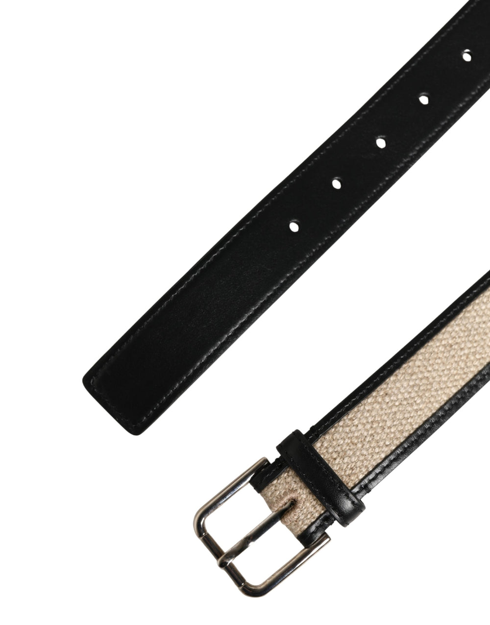 Dolce & Gabbana Woven Linen and Calf Leather Belt in Beige