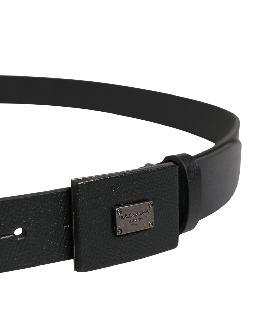 Dolce & Gabbana Calfskin Leather Square Buckle Belt in Black