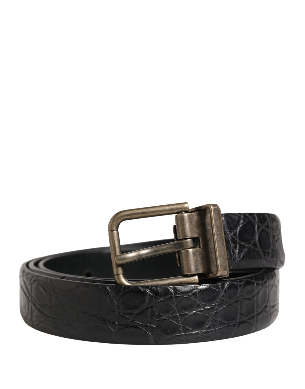 Dolce & Gabbana Caiman Leather Belt in Black