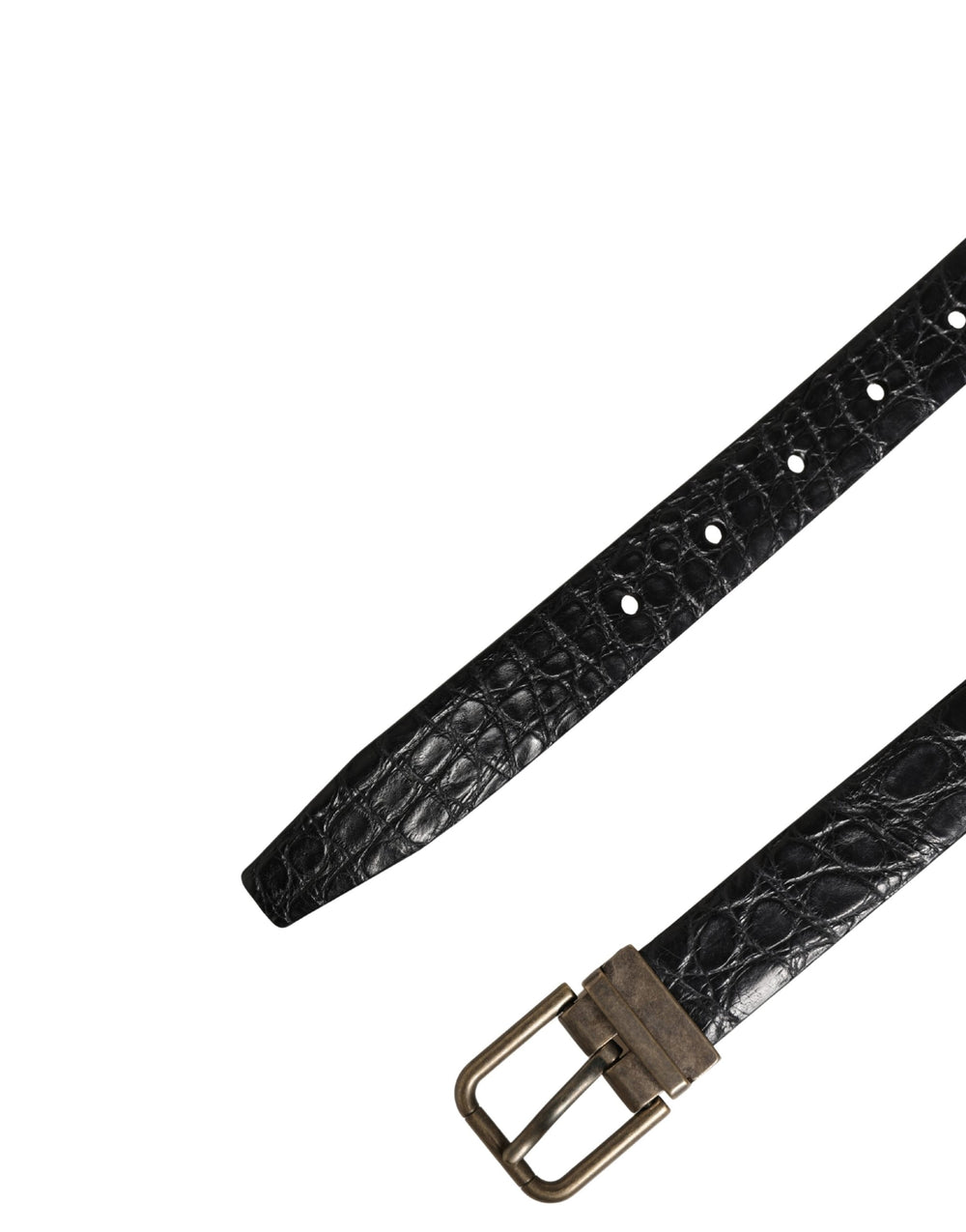 Dolce & Gabbana Caiman Leather Belt in Black