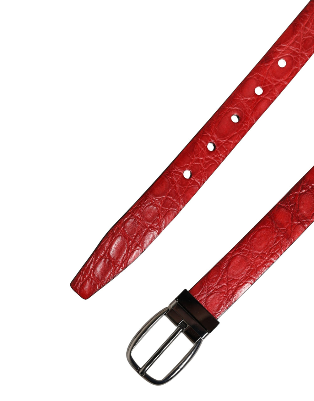 Dolce & Gabbana Caiman Leather Belt in Red