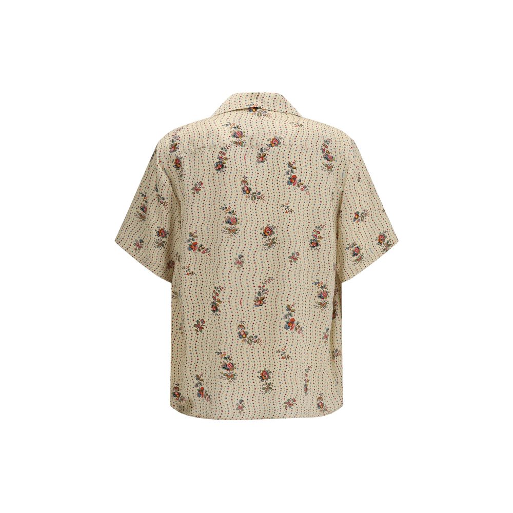 Valentino Papier Floral Print Silk Bowling Shirt