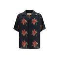 Valentino Black Linen Pattern Shirt Floral Bowling mens luxury fashion - Mens Edit