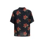 Valentino Black Linen Floral Bowling Shirt