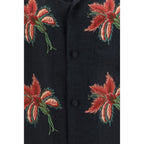 Valentino Black Linen Floral Bowling Shirt