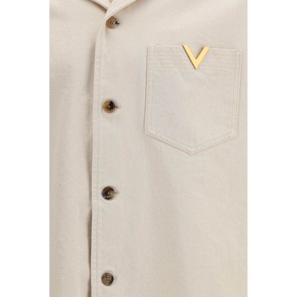 Valentino Beige Denim Bowling Shirt