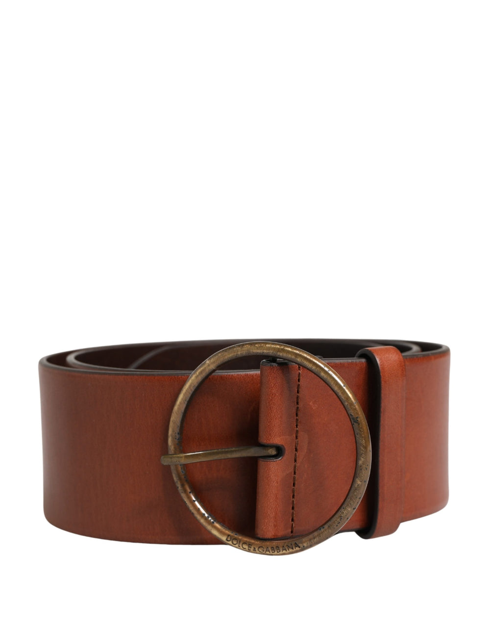 Men Brown Leather Wide Waist Metal Round Buckle Belt mens luxury fashion - Mens Edit