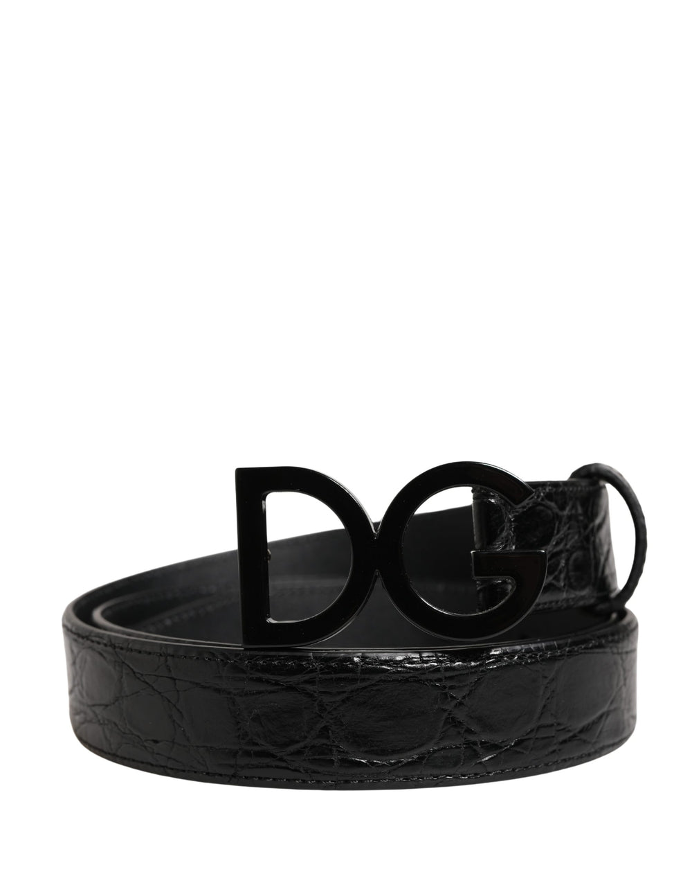 Dolce & Gabbana Caiman Leather Belt in Black