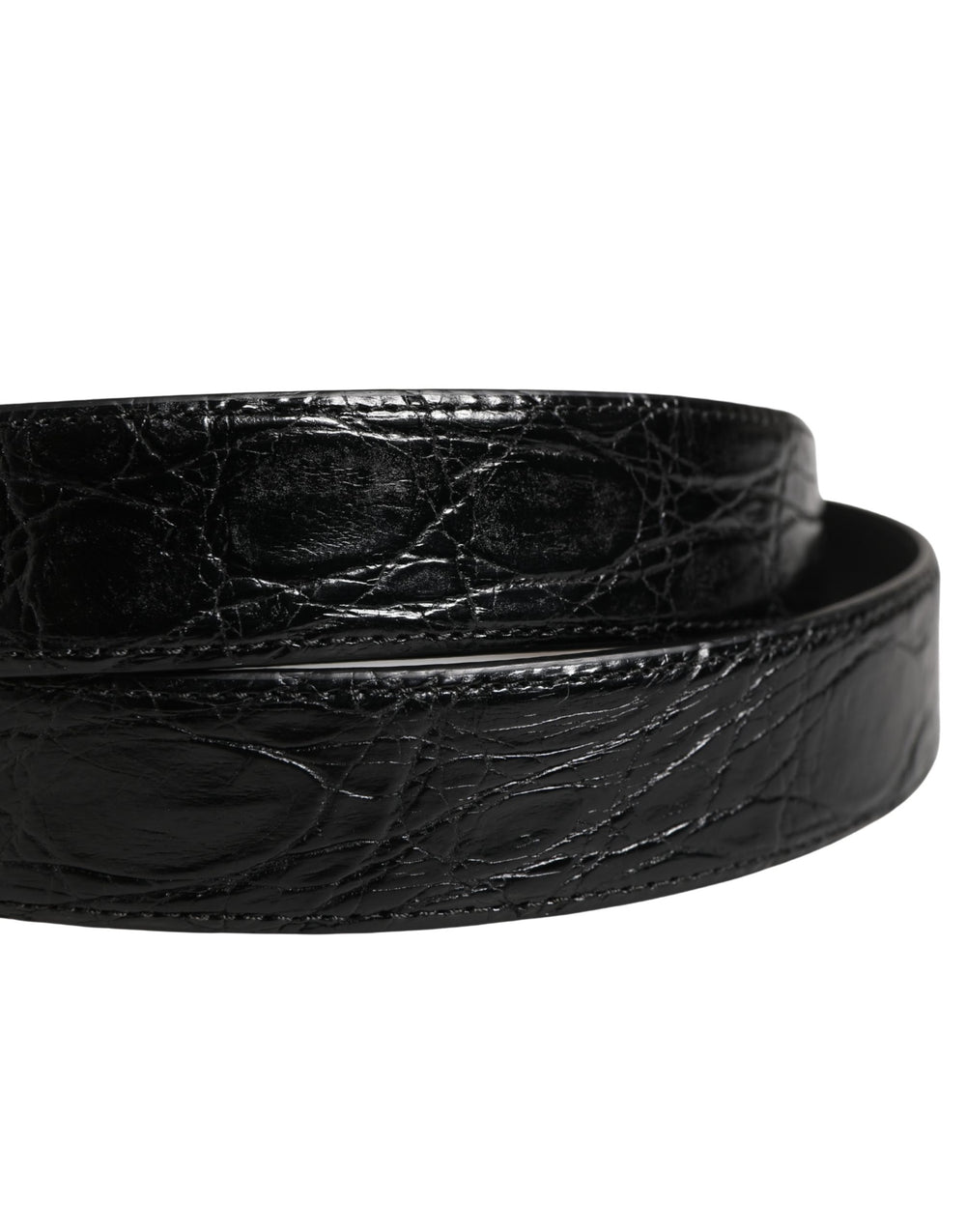 Dolce & Gabbana Caiman Leather Belt in Black