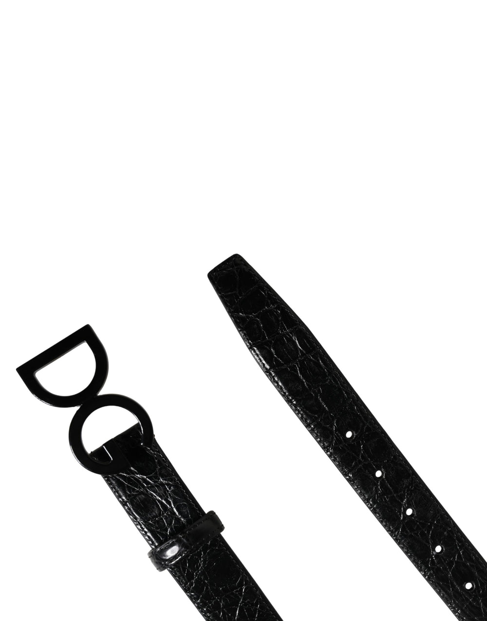 Dolce & Gabbana Caiman Leather Belt in Black