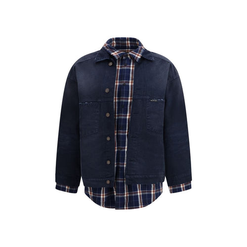 Balenciaga Blue Cotton Denim Jacket Patchwork Shirt mens luxury fashion - Mens Edit