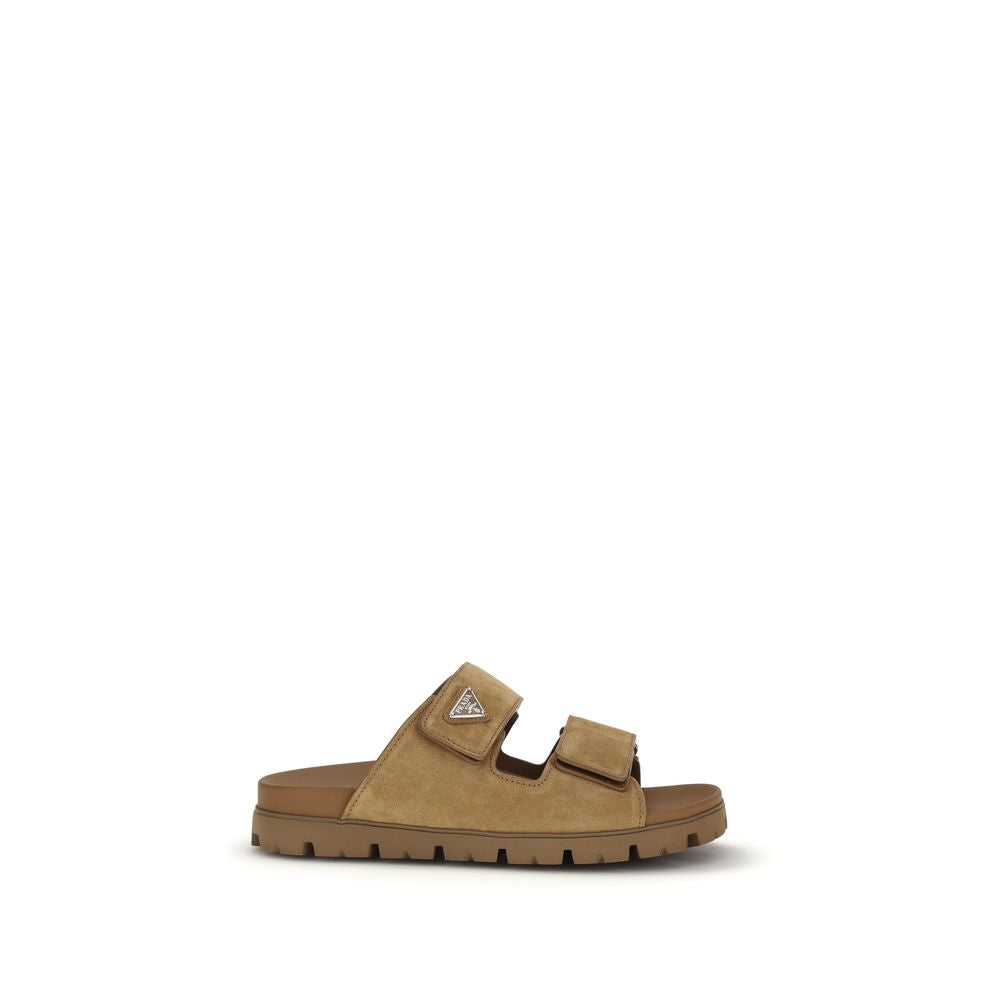 Prada Calfskin Leather Sandals in Brown