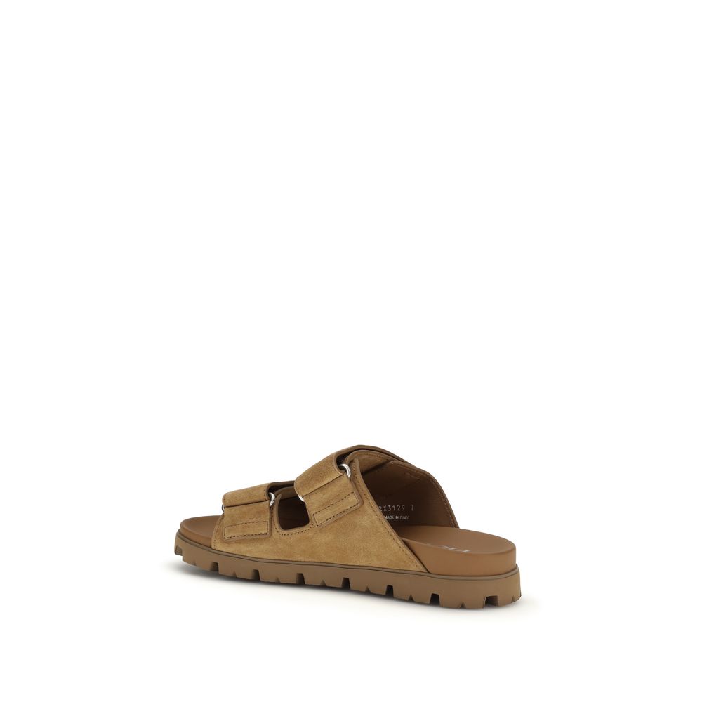 Prada Calfskin Leather Sandals in Brown