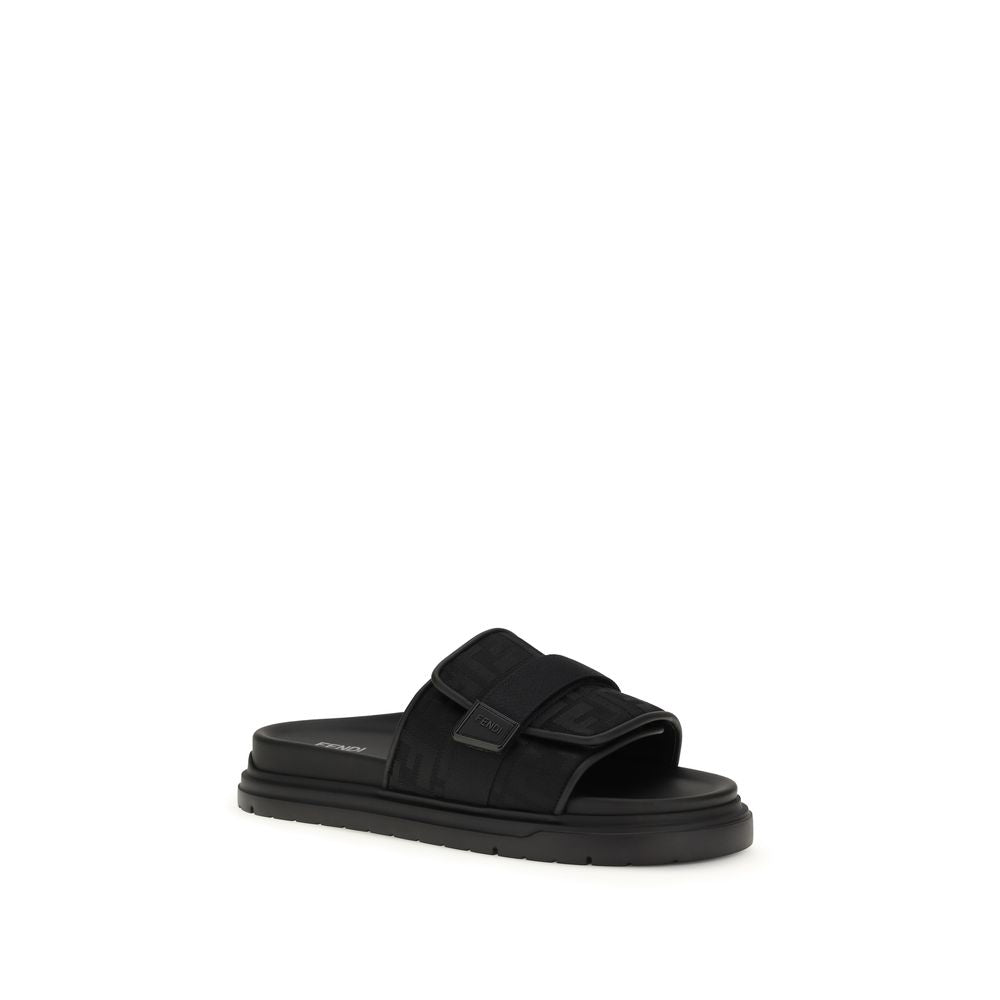 Fendi FF Jacquard Sandals in Black