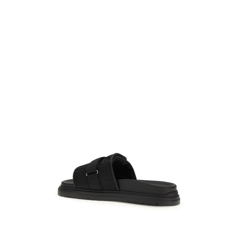 Fendi FF Jacquard Sandals in Black