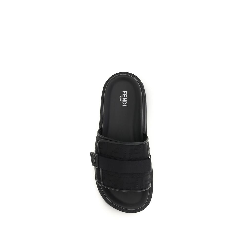 Fendi FF Jacquard Sandals in Black