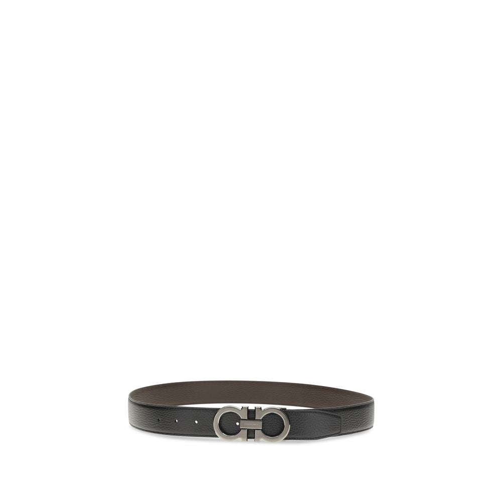 Ferragamo Calfskin Leather Belt in Black