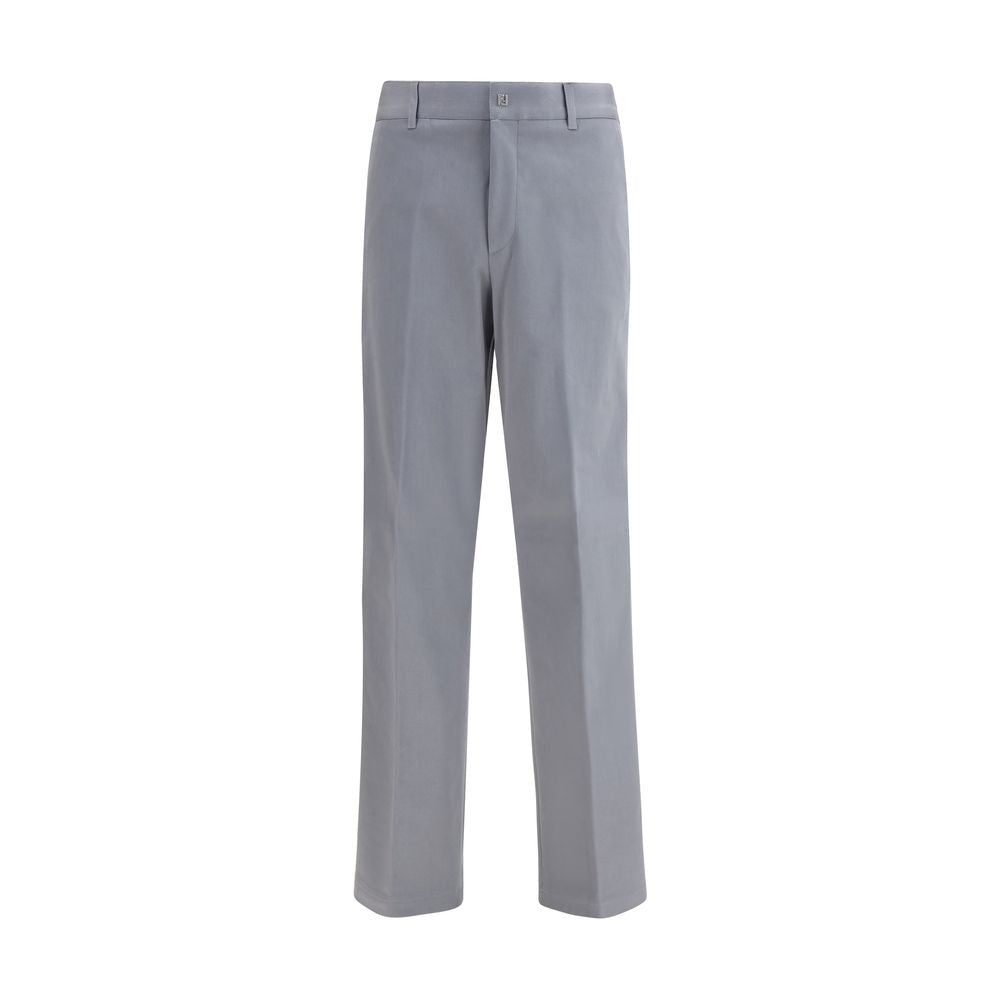 Fendi Gray Cotton Casual Pants Graphic Tailored Fit mens luxury fashion - Mens Edit