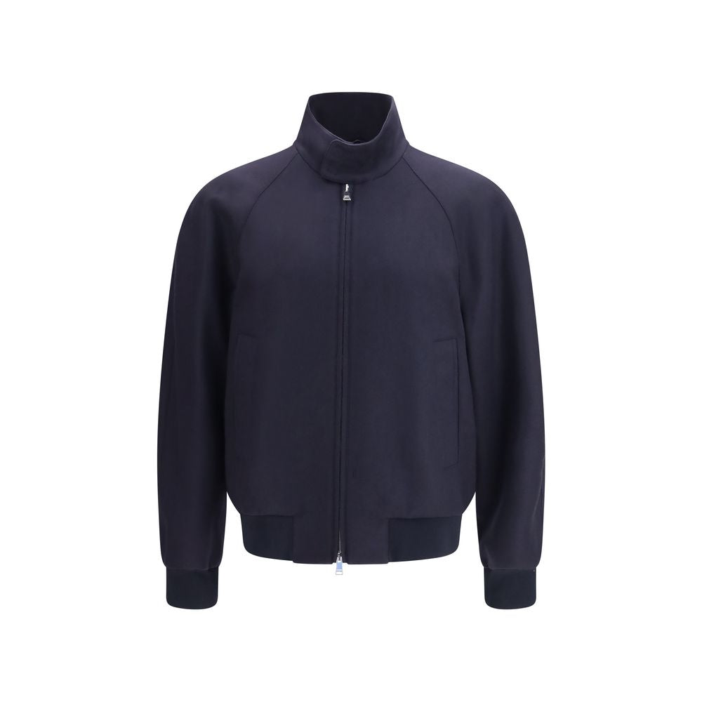 Fendi Blue Cashmere Bomber Jacket Logo mens luxury fashion - Mens Edit