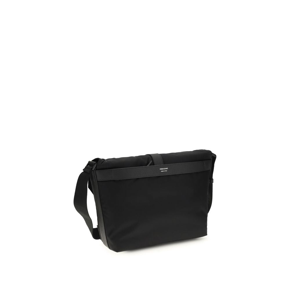 Ferragamo Nylon Shoulder Bag in Black