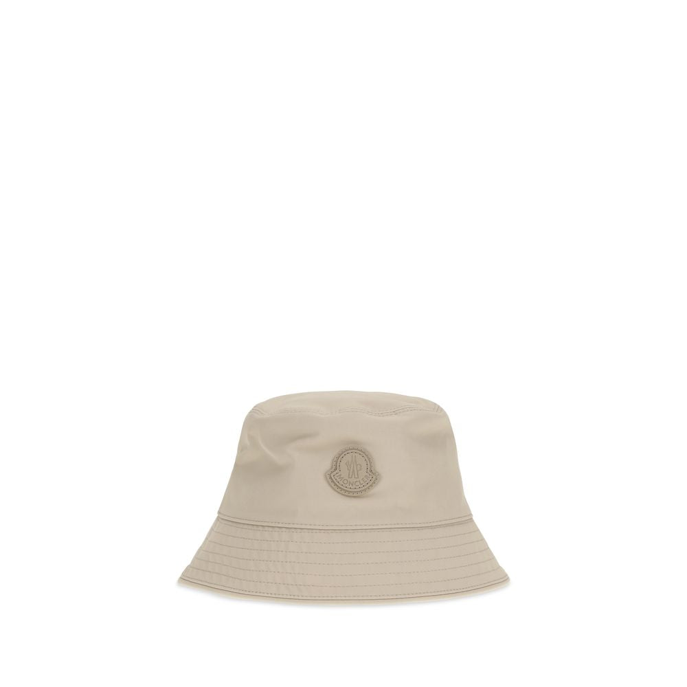 Moncler Beige Cotton Bucket Hat Signature Logo mens luxury fashion - Mens Edit