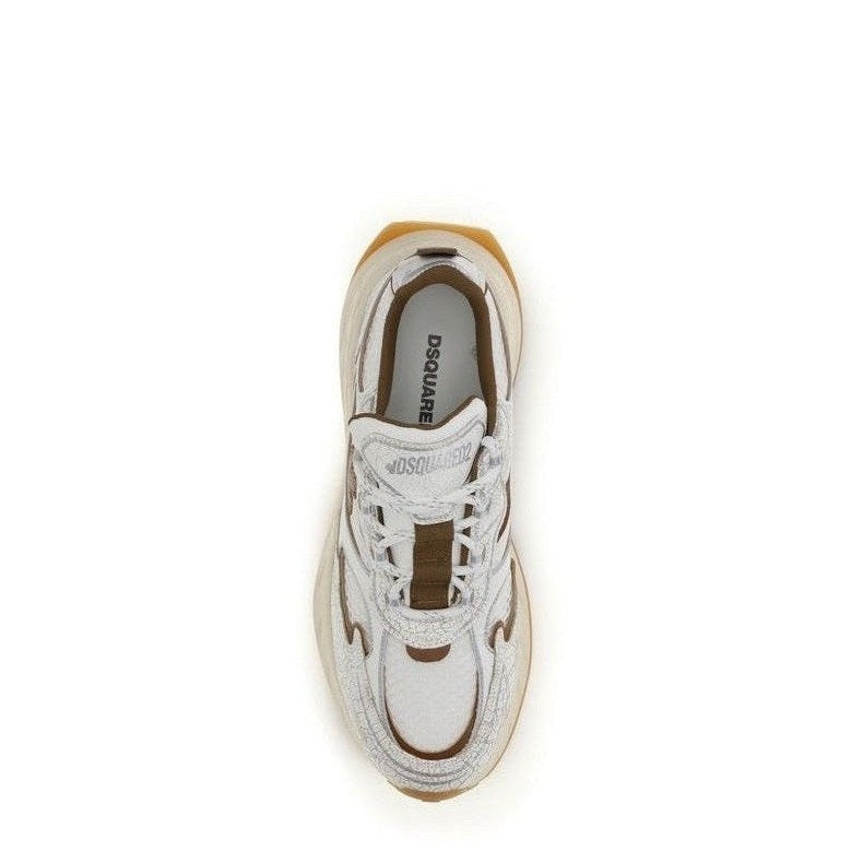 Dsquared² Calf Leather and Mesh Sneakers in White
