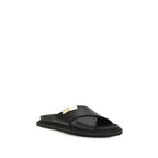 Moschino Black Calf Leather Crossed-Strap Sandals