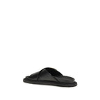 Moschino Black Calf Leather Crossed-Strap Sandals
