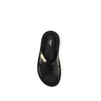 Moschino Black Calf Leather Crossed-Strap Sandals