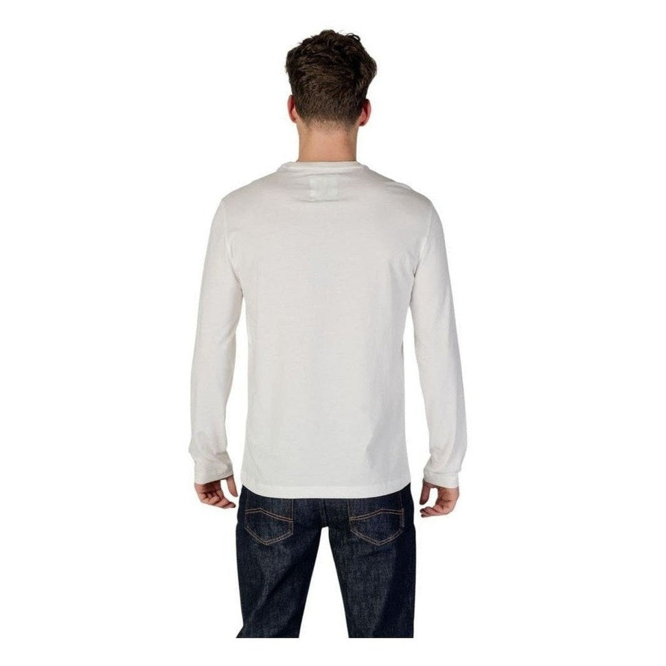 Armani Exchange Βαμβακερό T-Shirt Μακρύ Μανίκι σε Κρεμ