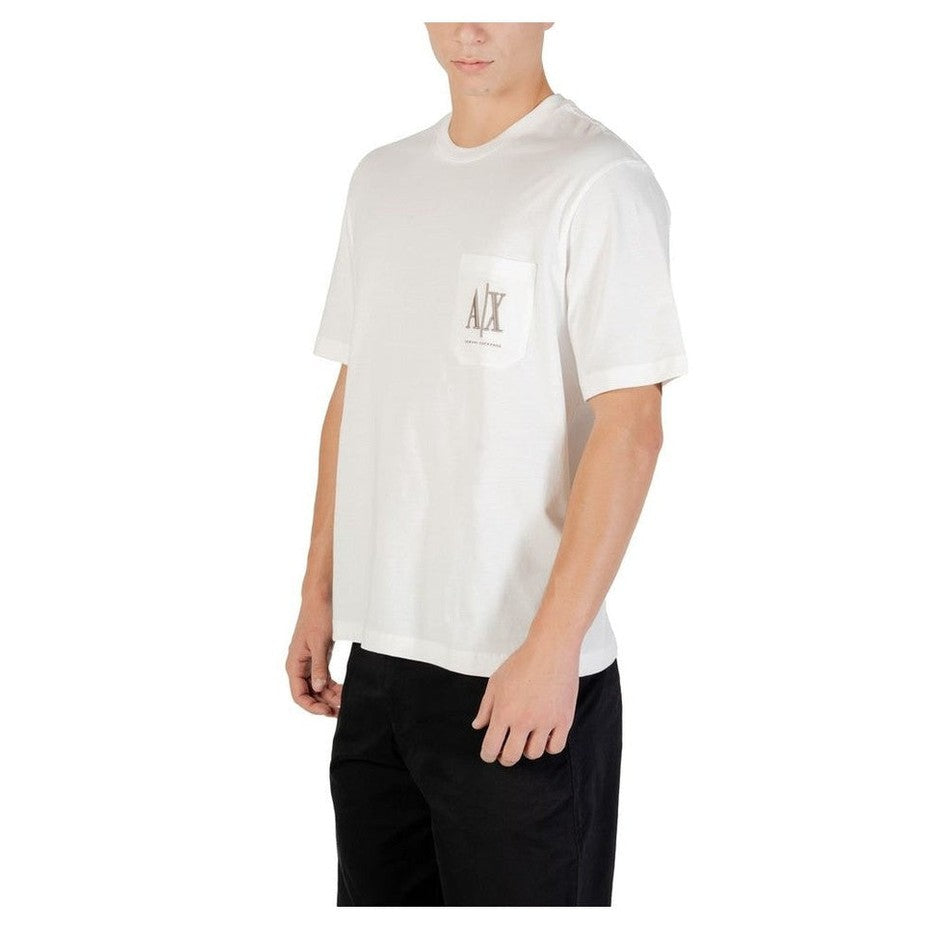 Armani Exchange Cotton T-Shirt in Cream