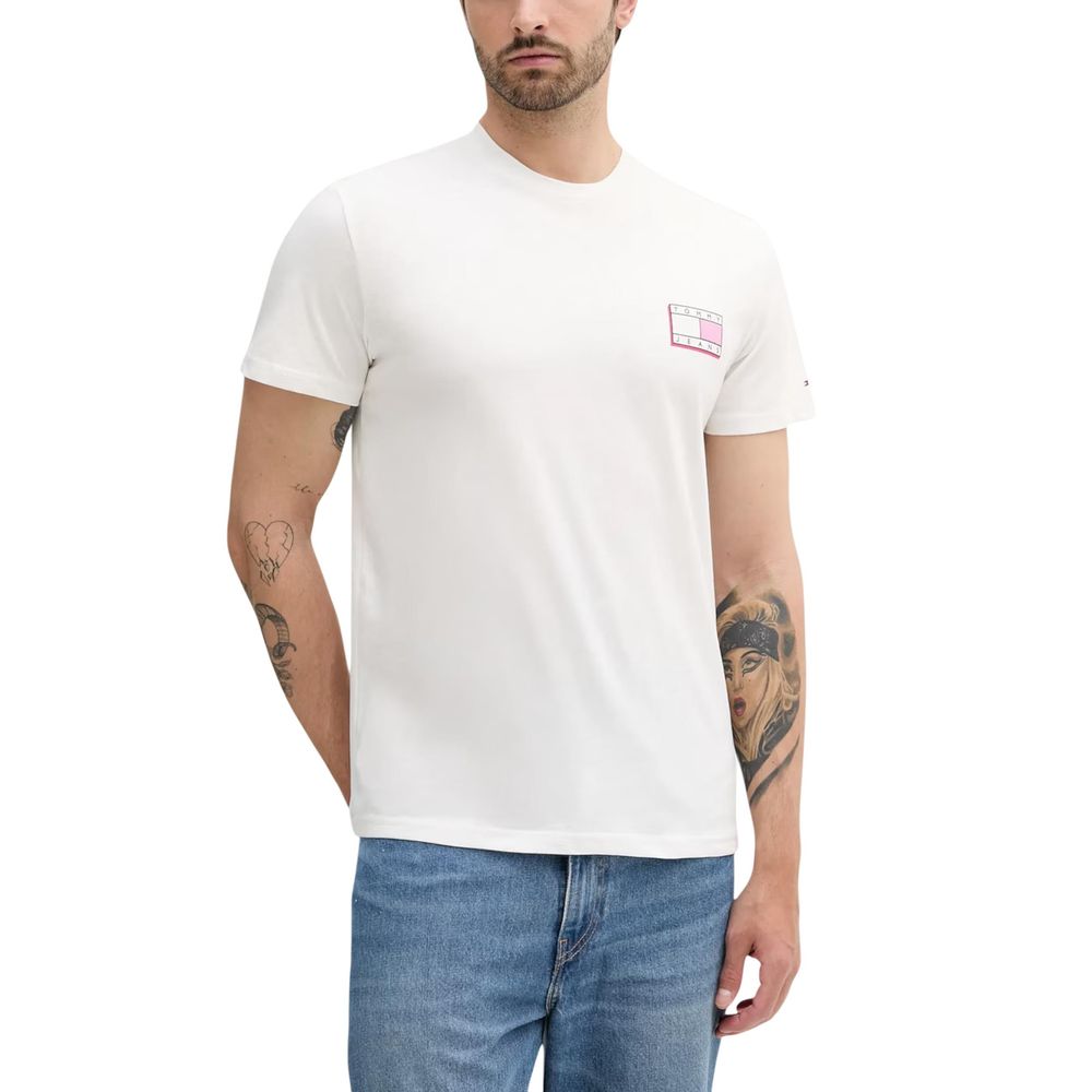 Tommy Hilfiger Κρεμ T-shirt από Ανακυκλωμένο Βαμβάκι