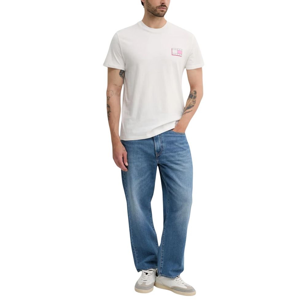 Tommy Hilfiger Κρεμ T-shirt από Ανακυκλωμένο Βαμβάκι
