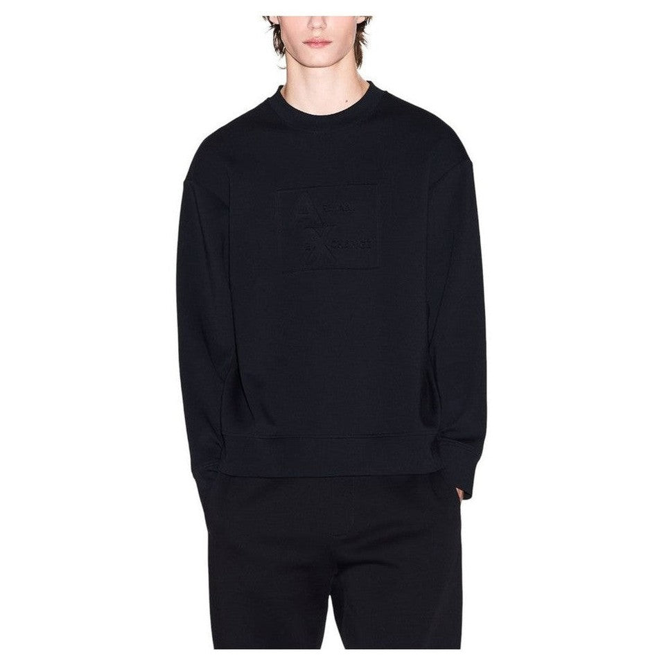 Armani Exchange Black Cotton Men's Jersey Logo Sweatshirt - Designer | Mens Edit