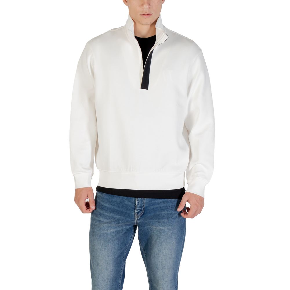 Armani Exchange Βαμβακερό Φούτερ με Φερμουάρ σε Κρεμ