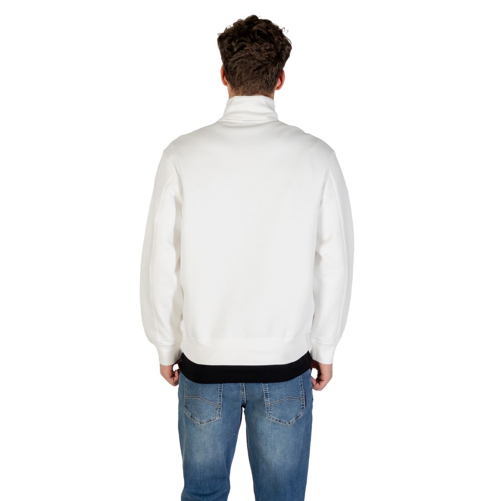 Armani Exchange Cotton Half-Zip Sweatshirt in Cream