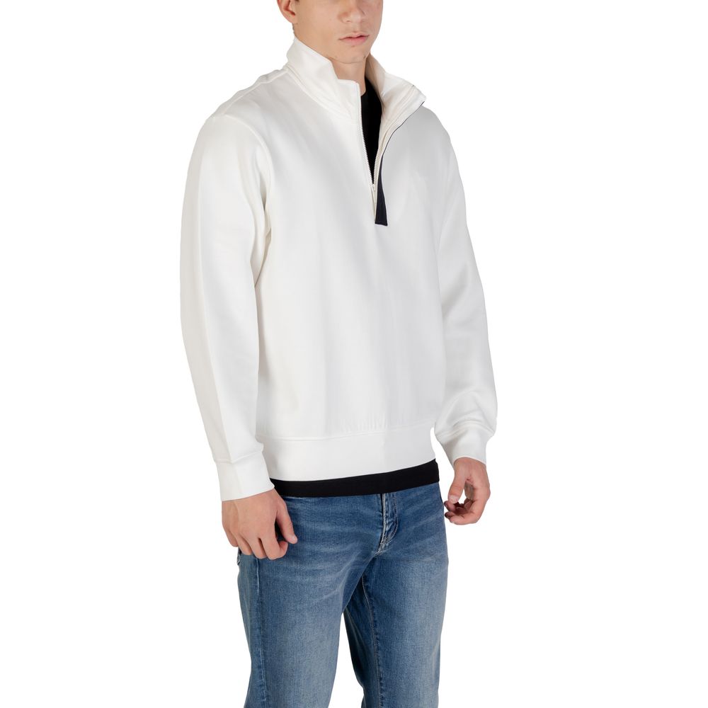 Armani Exchange Cotton Half-Zip Sweatshirt in Cream