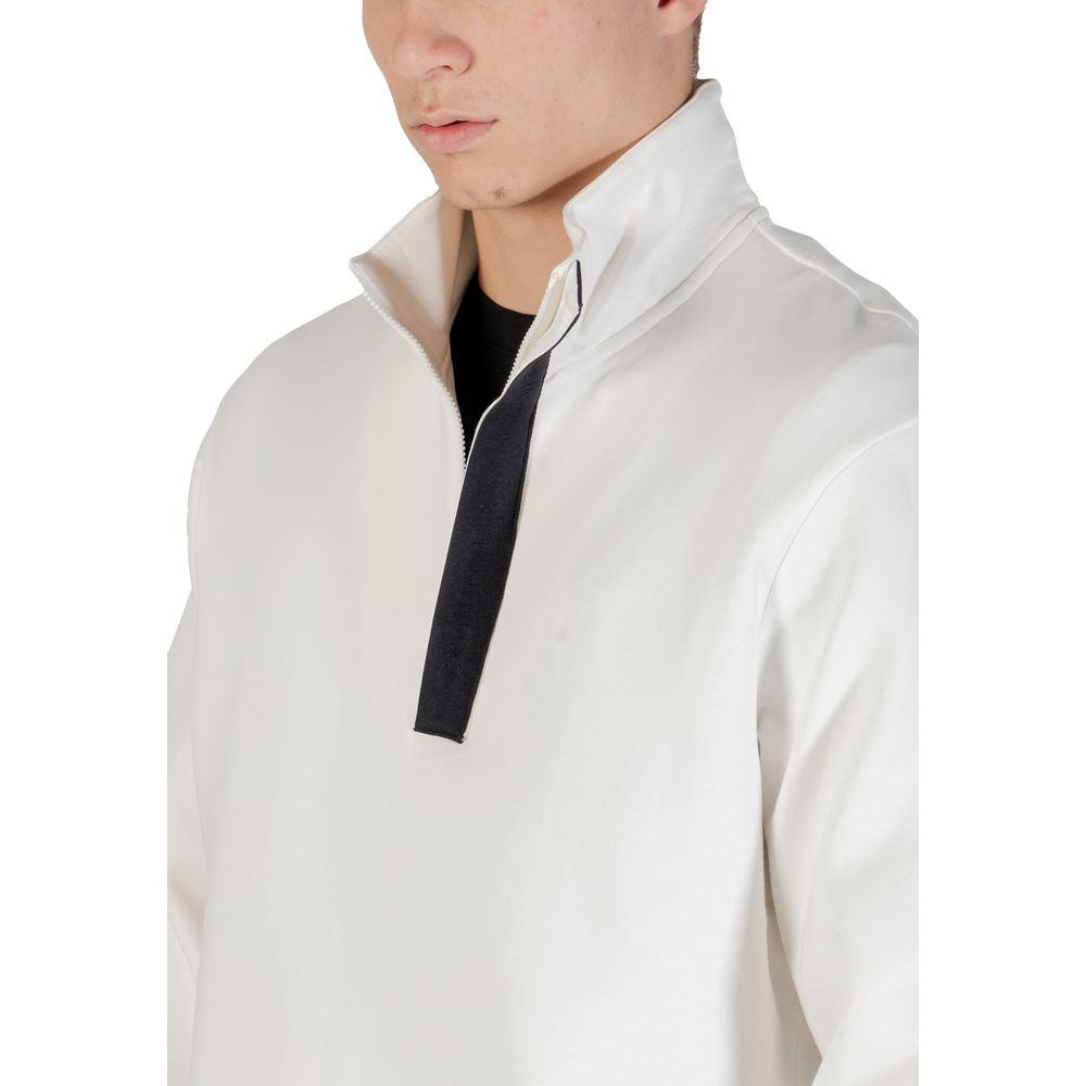 Armani Exchange Cotton Half-Zip Sweatshirt in Cream